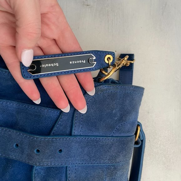 Proenza Schouler PS1 Blue Suede Satchel Bag Envelope Flap With Buckle - Picture 11 of 16